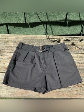 Vintage Black Navy High-Waist Double Buckle Short Shorts — Made in Canada sz M